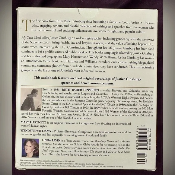 My Own Words by Ruth Bader Ginsburg Book on 9 CDs read by Linda Lavin - Picture 3 of 6